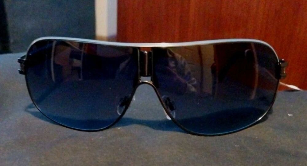 Rocawear Metal Shield UV400 Sunglasses. Gunmetal Frame & Blue Lens